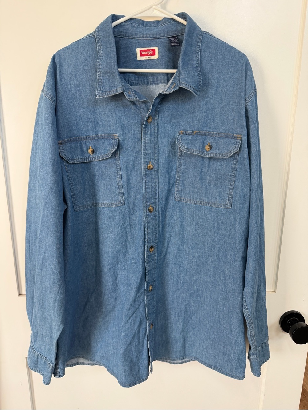 Wrangler Light Blue Denim Shirt Jacket - Casual Button-Front xxl
